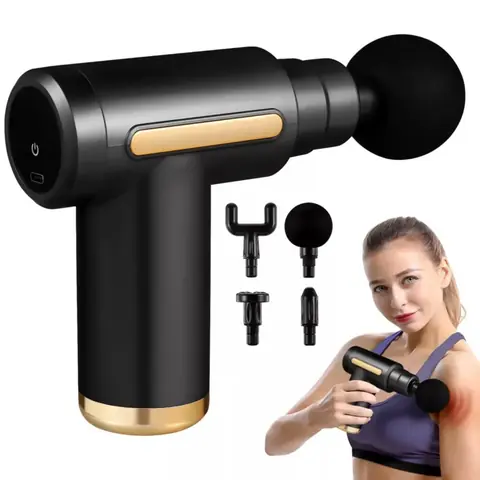 Массажный аппарат MASSAGE GUN — 4 режима и 4 насадки