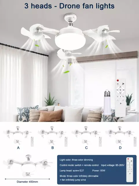 Mini ko‘p qanotli ventilyator, 360 daraja aylanuvchi