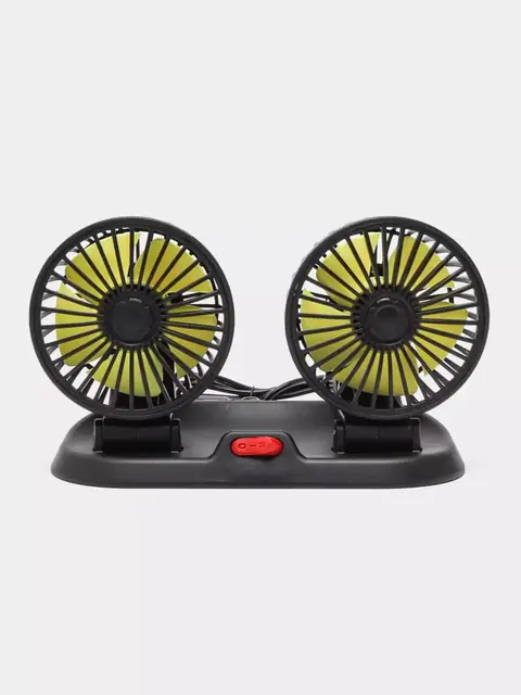 Mini avtomobil ventilyatori — ikki boshli, ABS plastik, qora