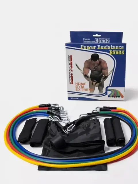 Kauchukli espanderlar Resistance Band Kit, 5 ta jabduqli to‘plam