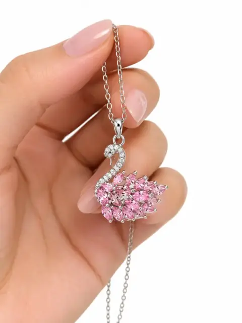 Pink Swan oqqush shaklidagi taqinchoq
