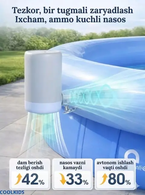Puflanadigan basseyn 183 × 51 sm, 880 l — bolalar va oila uchun