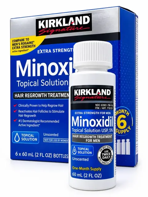 Minoksidil 5% va Derma Roller to‘plami, Kirkland, 60 ml