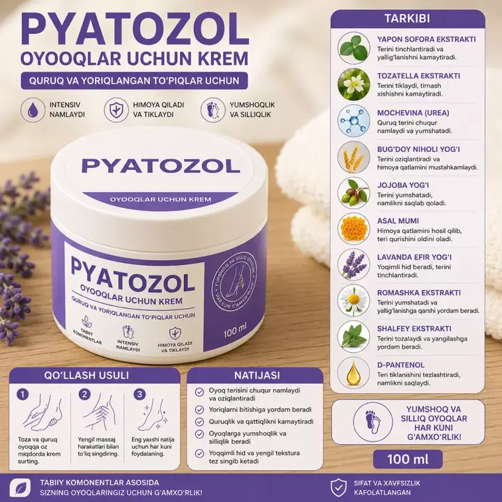 PYATOZOL oyoq kremi tarkibi