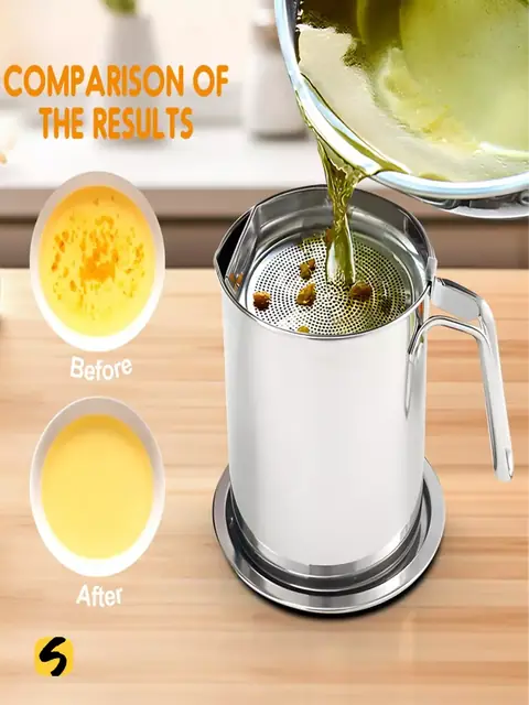 Mayda suzgichli yog‘ idishi va choynak, zanglamaydigan po‘lat, 1,6 l