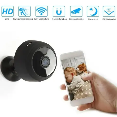 Simsiz mini kamera — HD, 150° ko‘rish burchagi, tungi rejim