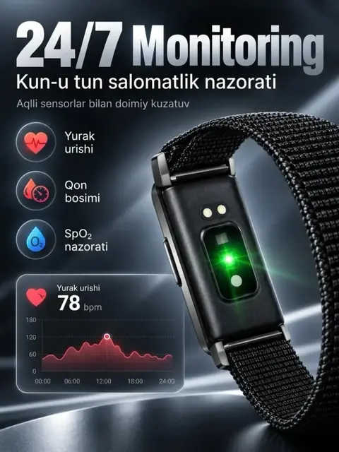 G.L WEAR X6 smart fitnes-bilaguzuk, qora rangda