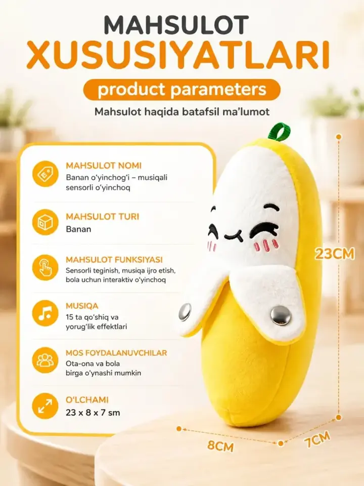 Sensorli banan o‘yinchoqning umumiy dizayni