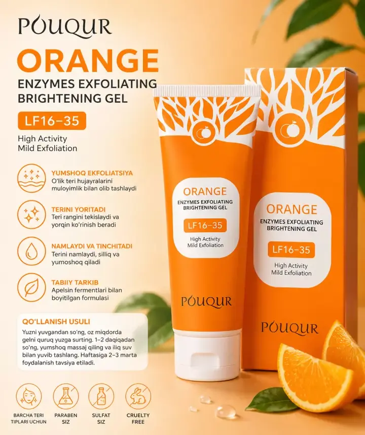 Yuz uchun oqartiruvchi gel POUQUR Orange