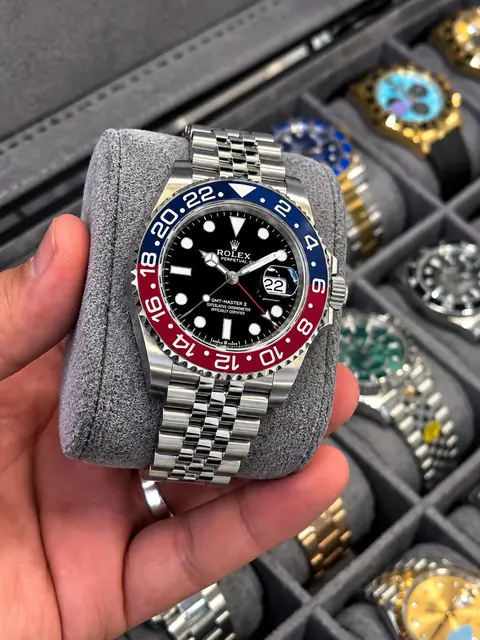 Erkaklar qo‘l soati Rolex GMT-Master II qizil-ko‘k dizaynda