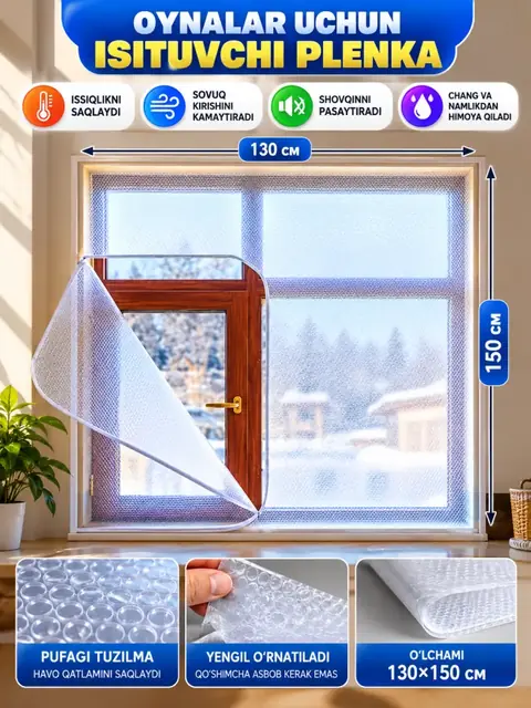 Deraza uchun issiqlik saqlovchi plyonka, 150x150 sm