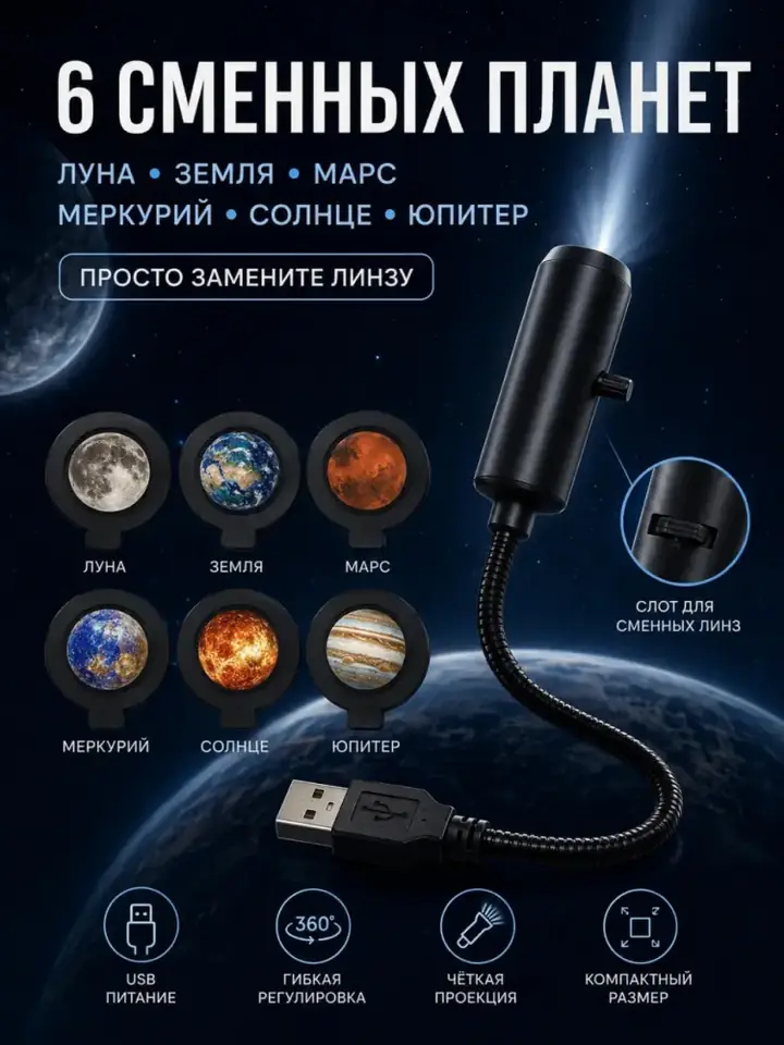 Xonada yulduzli osmon effektini ko‘rsatuvchi proyektor