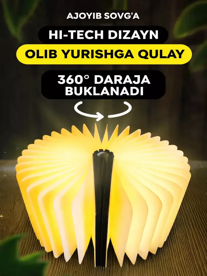 Yog‘och korpusli kitob chiroq yon tomondan