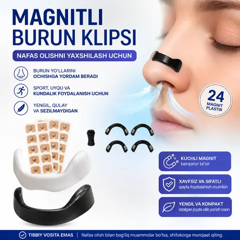 Magnitli burun klipsi – nafas olishni yengillashtiruvchi aksessuar