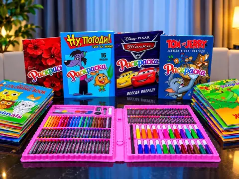 Bolalar uchun ijodiy jamlanma: 168 qismli bo‘yoqlar va raskraskalar