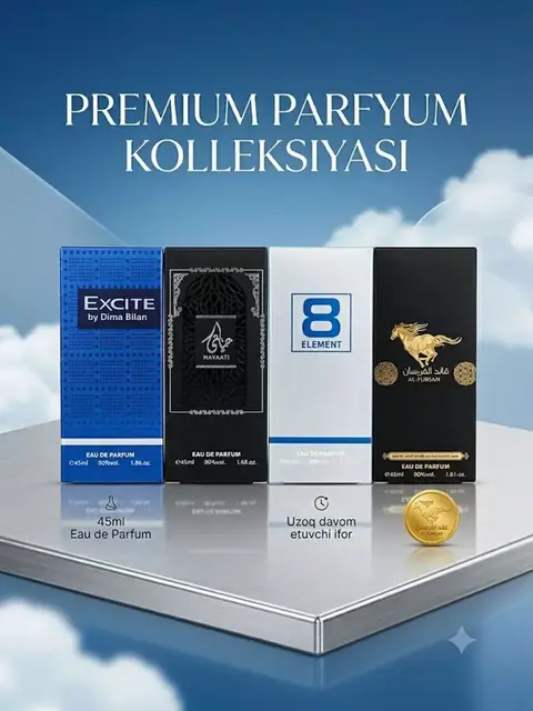 Atirlar to‘plami Excite, Hayaati, 8 Element, Qaed Al Fursan (4 dona)