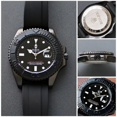 Qora rezina tasmali Rolex soat kopiyasi