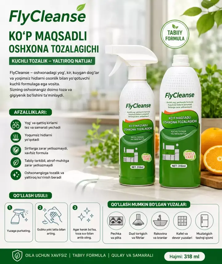 FlyCleanse flakoni, 250 ml
