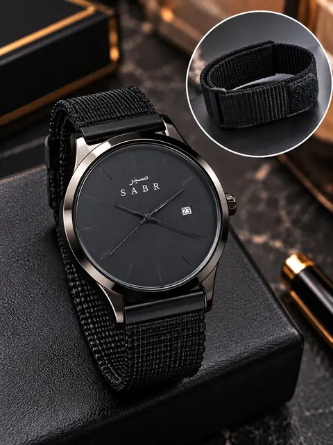 SABR erkaklar qo‘l soati, qora rangli minimalist dizayn