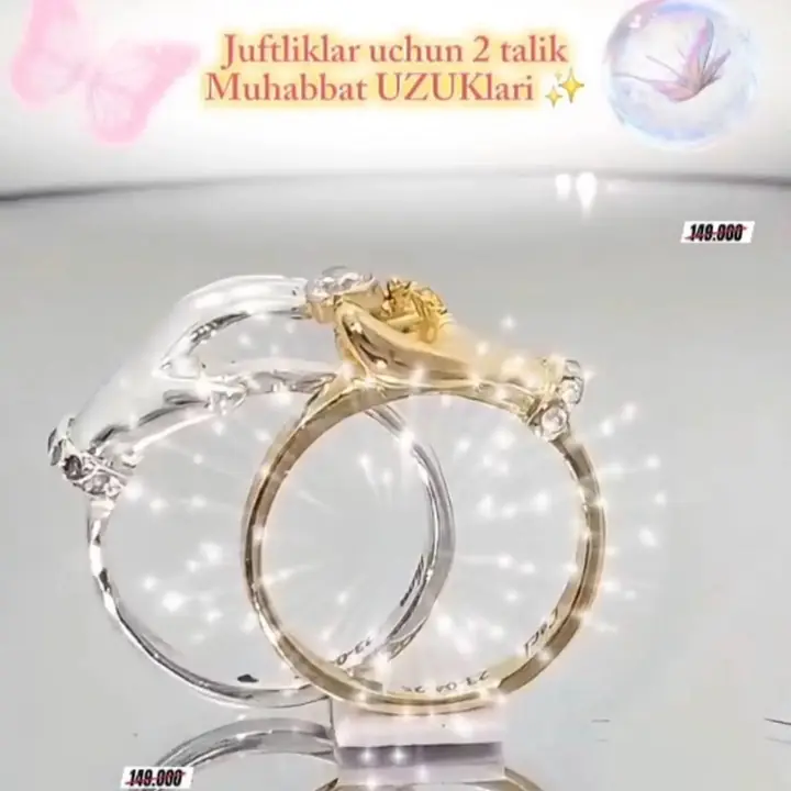 Kumush va oltin rangli juft uzuklar