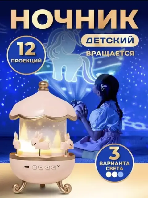 Bolalar xonasi uchun 360 daraja aylanuvchi tungi proektor
