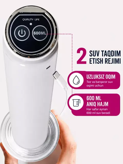 Elektr suv nasosi — USB zaryadlanadigan, 19 l idish uchun